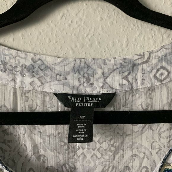 WHBM Petite Sheer White Metallic Beaded Tunic - Picture 4 of 7